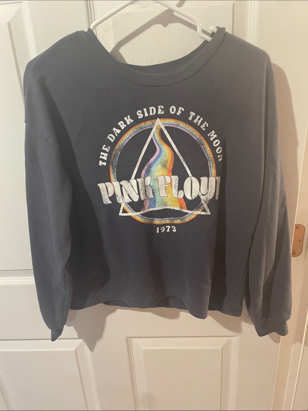 Pink Floyd Navy Crewneck with Rainbow Prism Graphic